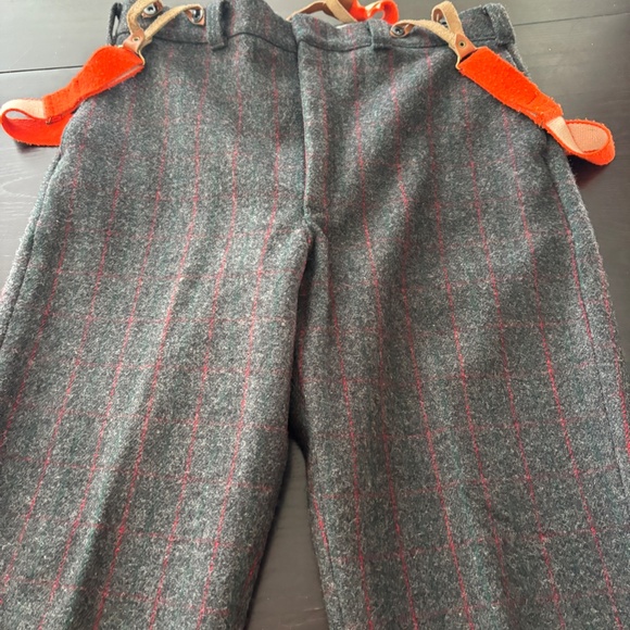 Vintage Woolrich Gray Plaid Wool Pants 38x30 USA Made w/ Original Suspenders - Picture 7 of 9